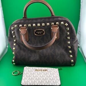 Michael Kors brown small satchel with wallet set EUC